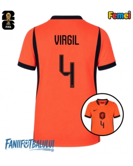 Țările de Jos Virgil van Dijk #4 Echipament de Fotbal Replică Mondial 2026 Femei Acasa